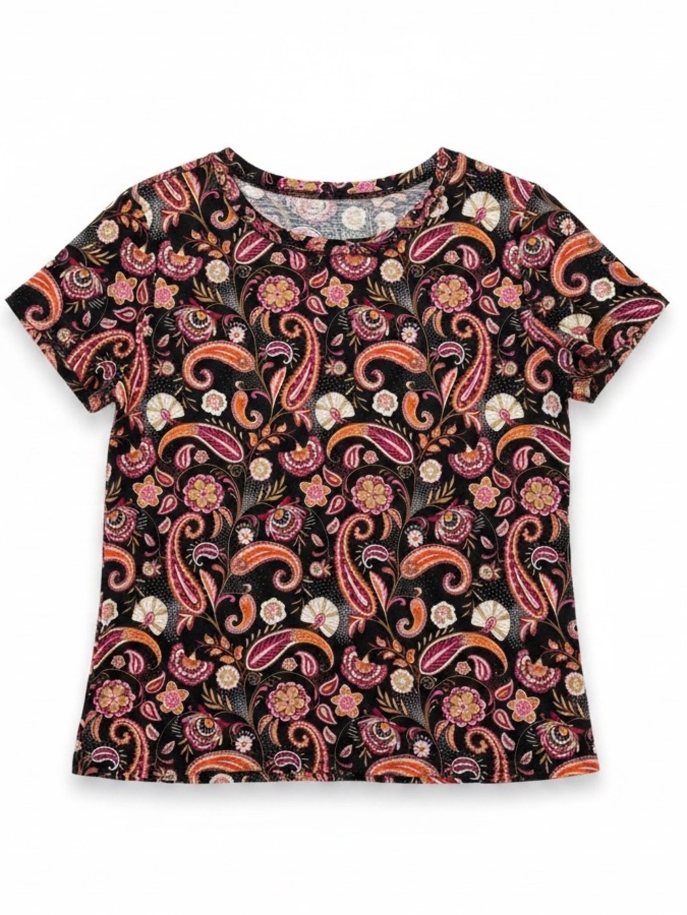 LOFT Paisley Everyday Crew Neck Tee 100% Cotton Slub Top Medium (NWOT)